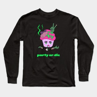 Cute and creepy Halloween zombie cup cake - party or die Long Sleeve T-Shirt